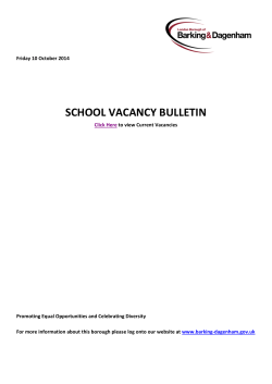 SCHOOL VACANCY BULLETIN  Friday 10 October 2014