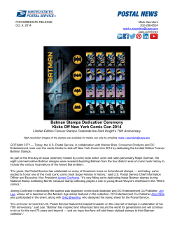 Batman Stamps Dedication Ceremony Kicks Off New York Comic Con 2014
