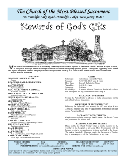 Stewards of God’s Gifts The Church of the Most Blessed Sacrament M