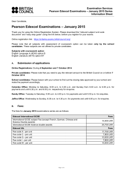 – January 2015 Pearson Edexcel Examinations Examination Services