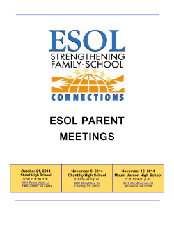 ESOL PARENT MEETINGS October 21, 2014 November 5, 2014