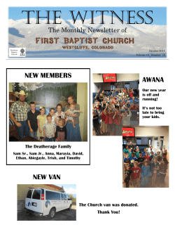 The Witness NEW MEMBERS AWANA The Monthly Newsletter of