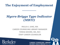 ______  The Enjoyment of Employment Myers-Briggs Type Indicator