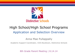 High School/High School Programs Application and Selection Overview Anna Mae Pullappally