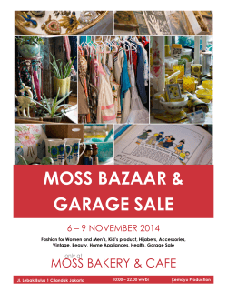 MOSS BAZAAR &amp; GARAGE SALE NOVEM 6 – 9 NOVEMBER 2014