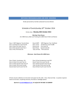 Schedule of EventsSunday 26 October 2014 Monday 20th October 2014