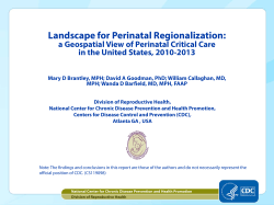 Landscape for Perinatal Regionalization: a Geospatial View of Perinatal Critical Care