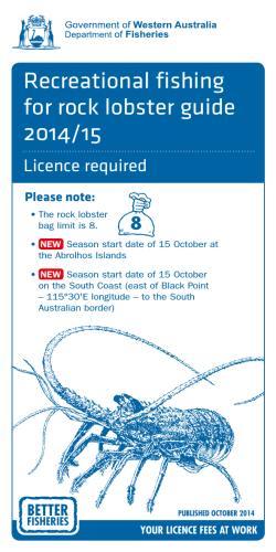 Recreational fishing for rock lobster guide 2014/15 Licence required