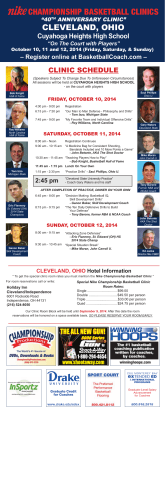 Championship BasketBall CliniCs ClevelAnd, OhiO Cuyahoga Heights High School CliniC sChedule