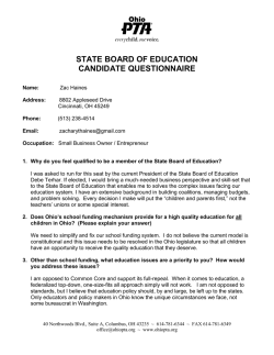 STATE BOARD OF EDUCATION CANDIDATE QUESTIONNAIRE