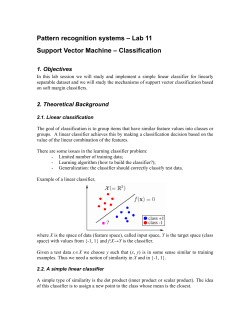 Pattern recognition systems – Lab 11 Support Vector Machine – Classification