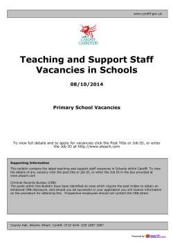 Teaching and Support Staff Vacancies in Schools  08/10/2014