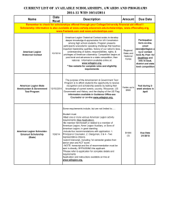 CURRENT LIST OF AVAILABLE SCHOLARSHIPS, AWARDS AND PROGRAMS 2014-15 WHS 10/14/2014 Date Name