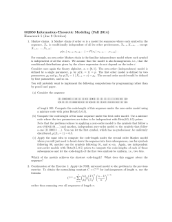582650 Information-Theoretic Modeling (Fall 2014) Homework 5 (due 9 October)
