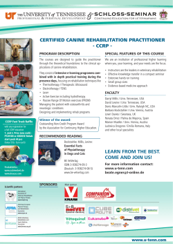Certified Canine rehabilitation PraCtitioner - CCrP - Program DescriPtion
