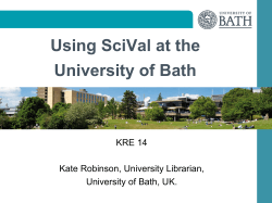 Using SciVal at the University of Bath  KRE 14