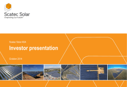 Investor presentation  Scatec Solar ASA October 2014