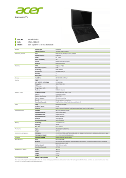 Acer Aspire V5 Part No: EAN: Model: