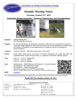 Monthly Meeting Notice Thursday, October 23 , 2014