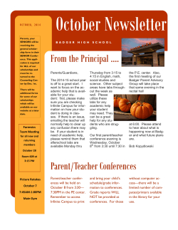 October Newsletter From the Principal ….