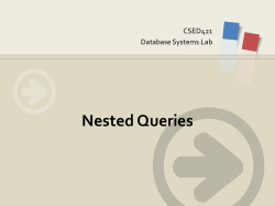 Nested Queries CSED421 Database Systems Lab