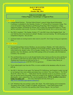 DAILY BULLETIN Wednesday, October 8th, 2014