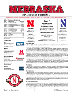 2014 HUSKER FOOTBALL Game 7: Nebraska at 2014 Nebraska Schedule