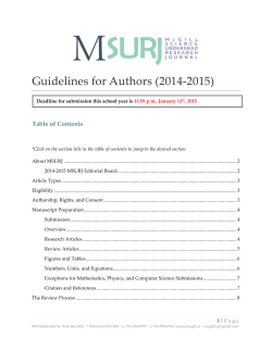 Guidelines for Authors (2014-2015) Table of Contents