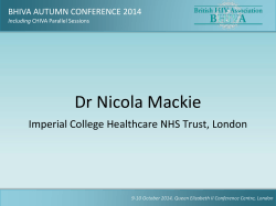 Dr Nicola Mackie Imperial College Healthcare NHS Trust, London Including