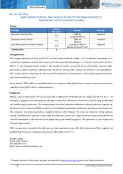 Brief Rationale October 08, 2014 TRANSTRON ELECTRICALS PRIVATE LIMITED