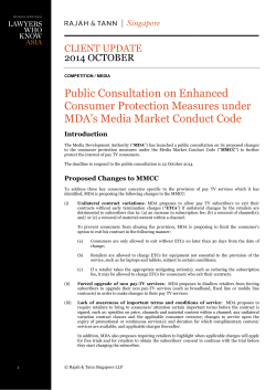 Public Consultation o Public Consultation on Enhanced Consumer Protection Measures