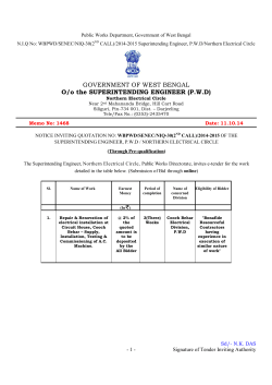 Public Works Department, Government of West Bengal N.I.Q No: WBPWD/SENEC/NIQ-30(2