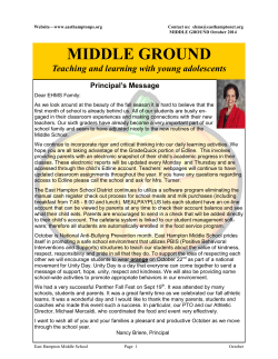 MIDDLE GROUND Teaching and learning with young adolescents Principal’s Message