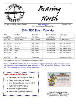 Bearing North 2014 TEO Event Calendar