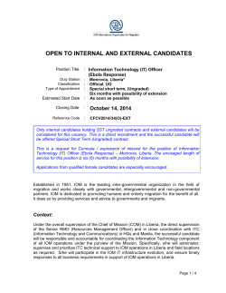 OPEN TO INTERNAL AND EXTERNAL CANDIDATES Information Technology (IT) Officer (Ebola Response)