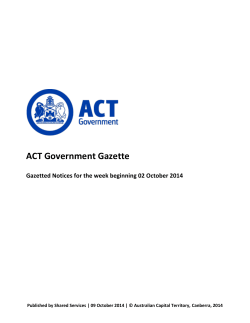 ACT Government Gazette