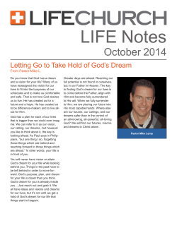 LIFE Notes October 2014 Letting Go to Take Hold of God’s Dream