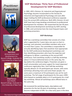 Personality Insights SIOP Workshops: Thirty Years of Professional Development for SIOP Members