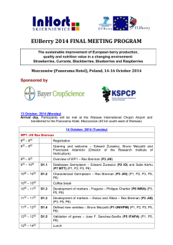 EUBerry 2014 FINAL MEETING PROGRAM Sponsored by