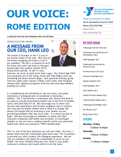 OUR VOICE: ROME EDITION  A MESSAGE FROM