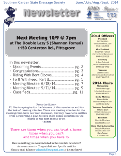 Newsletter Region 1 Next Meeting 10/9 @ 7pm