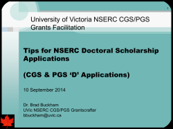 University of Victoria NSERC CGS/PGS Grants Facilitation  Tips for NSERC Doctoral Scholarship