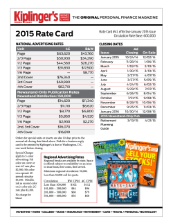 2015 Rate Card Closing Dates Rate Card #41, effective January 2015 Issue