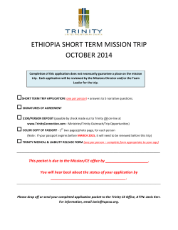 ETHIOPIA SHORT TERM MISSION TRIP OCTOBER 2014