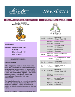 UPCOMING EVENTS This Week’s Sunday Service  October 12, 2014