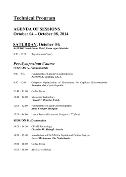 Technical Program AGENDA OF SESSIONS October 04 – October 08, 2014