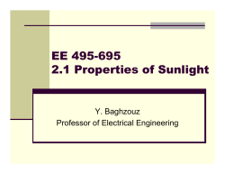 EE 495-695 2.1 Properties of Sunlight Y. Baghzouz Professor of Electrical Engineering