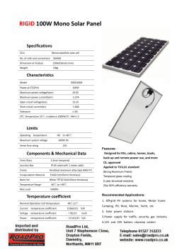 RIGID 100W Mono Solar Panel Specifications