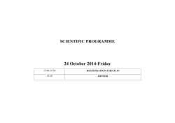24 October 2014-Friday SCIENTIFIC PROGRAMME REGISTRATION-CHECK IN