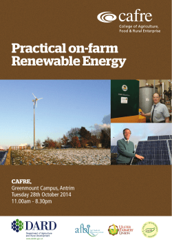 Practical on-farm Renewable Energy CAFRE, Greenmount Campus, Antrim